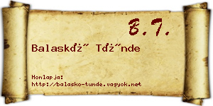 Balaskó Tünde névjegykártya